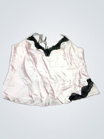Pink Camisole with Black Lace Trim