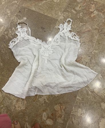White Lace Trim Top