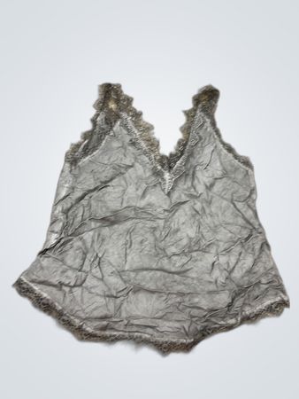 Gray Lace-Trimmed Top