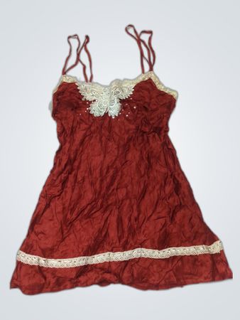 Red Lace Trim Chemise