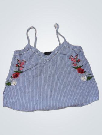 Topshop Striped Cami Top with Floral Embroidery