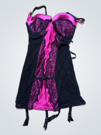 Ann Summers Black and Pink Lace Chemise