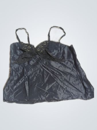 Black Satin Chemise with Lace