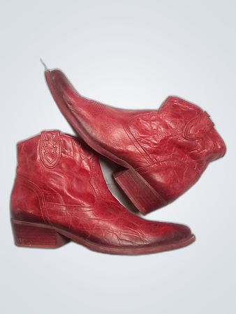 Red Leather Ankle Boots