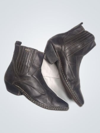 Zara Black Leather Cowboy Boots