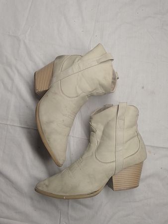 Cream-colored ankle boots