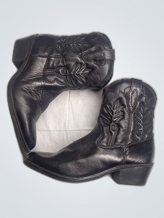 Black Leather Cowboy Boots