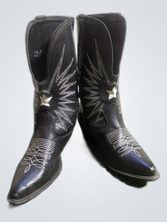 Black Cowboy Boots with White Embroidery