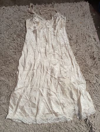 White Lace Trimmed Slip Dress