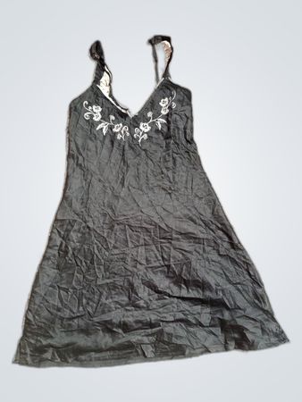 Black Halter Neck Dress with Floral Embroidery