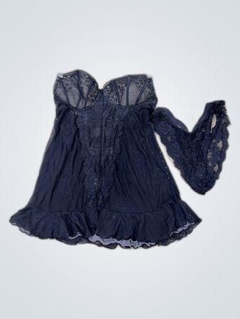 Black Lace Chemise Set