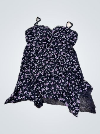 Women's Black Floral Chemise and Shorts Set