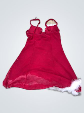 Victoria's Secret Red Lingerie Dress with White Fur Trim