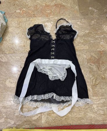 Black Lace Chemise with White Lining