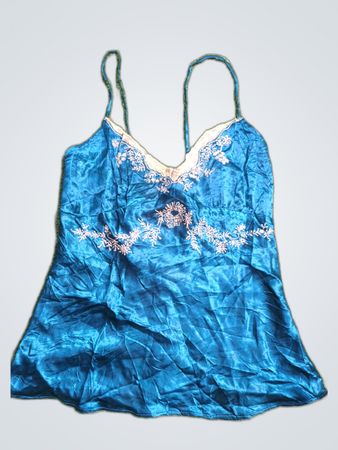 Blue Embroidered Cami Top