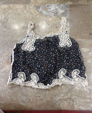 Floral Crochet Trim Top