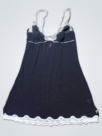 Black Polka Dot Chemise with Lace Trim