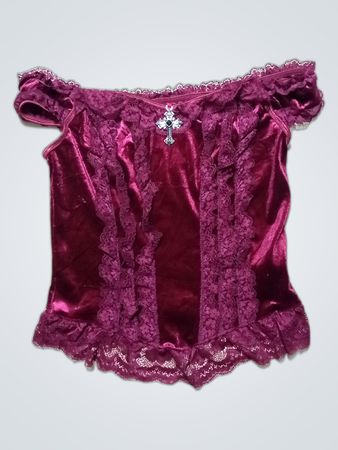 ROMWE Pink Velvet Top