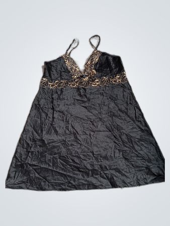 Black Nightgown with Gold Lace
