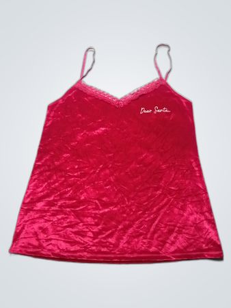 Red Satin Cami with 'Dear Santa'
