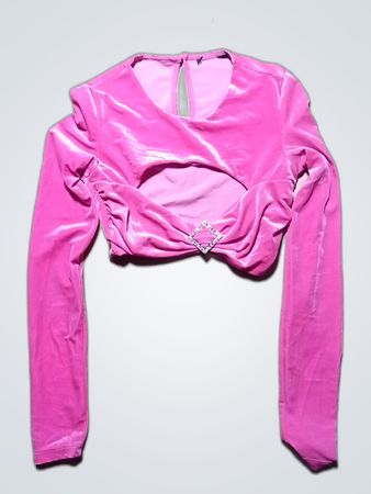 Bershka Pink Velvet Crop Top