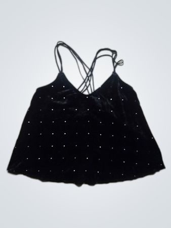 Black Velvet Top with Rhinestones