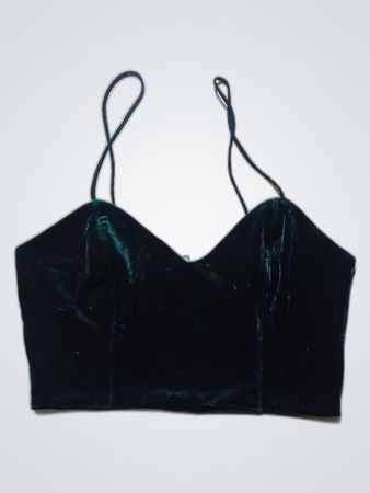 Teal Velvet Crop Top