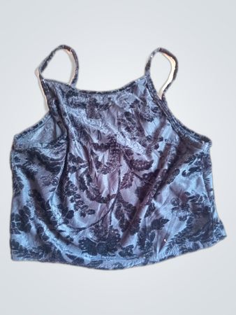 Black Floral Velvet Tank Top