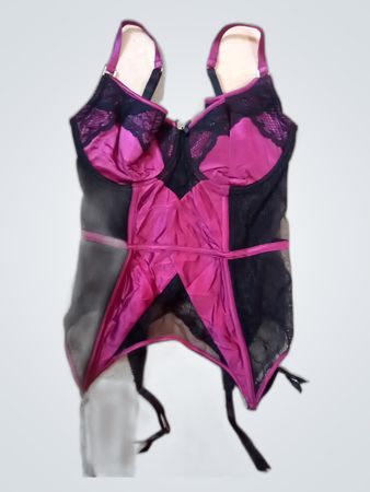 Lipsy Black and Magenta Lace Bustier