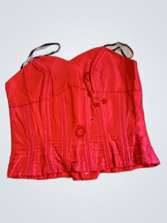 Red Satin Bustier Top