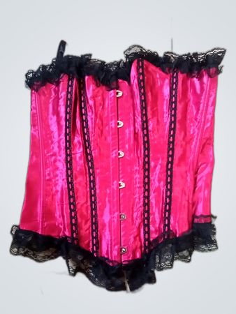 Pink Satin Corset with Black Lace