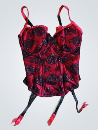 La Senza Red and Black Lace Corset