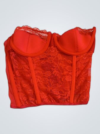 ASOS DESIGN Red Lace Bustier