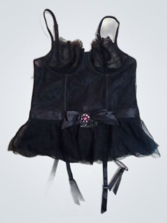 Black Lace Chemise with Bow Detail