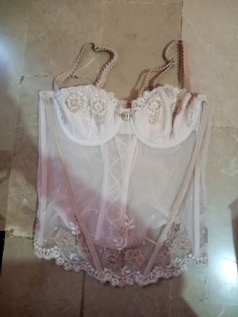 Pale Pink Lace Trimmed Corset