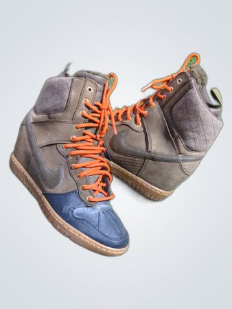 Nike Khaki High-Top Wedge Sneakers