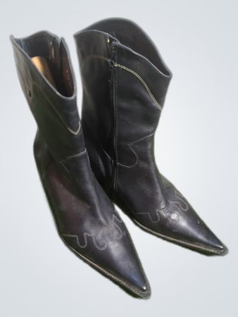 Juma Black Leather Cowboy Boots