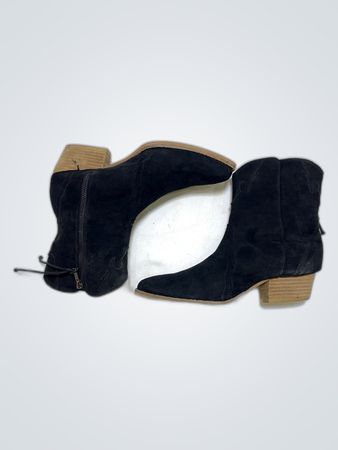 Black Suede Cowboy Ankle Boots