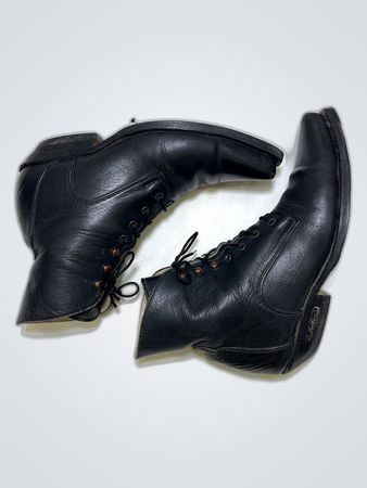 Black Leather Lace-up Boots