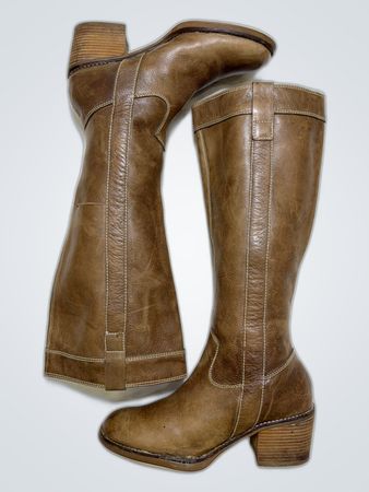 Tan Leather Knee-High Boots