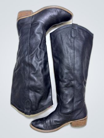 Michael Kors Black Leather Cowboy Boots