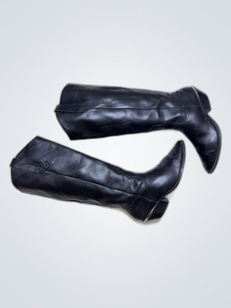 Frye Black Leather Cowboy Boots