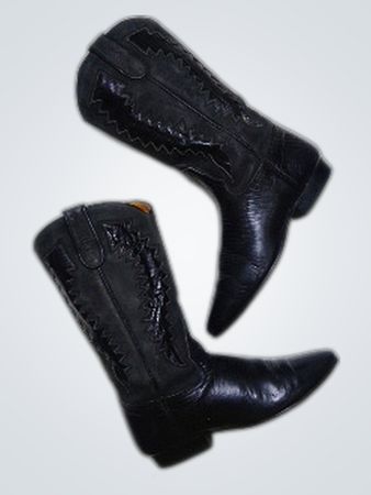 Fasione Cowboy Boots Black Leather