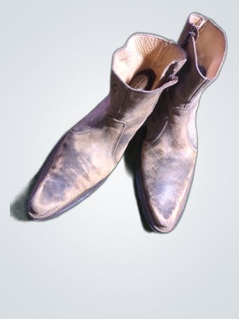 Distressed Leather Zip-Up Ankle Boots