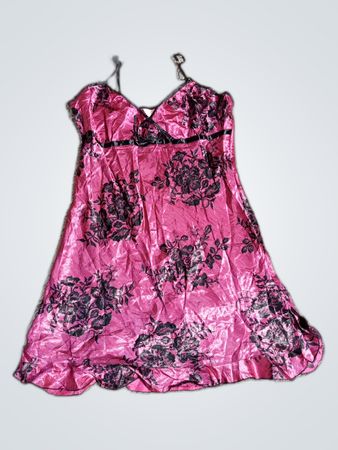 Poppera Pink Floral Satin Slip Dress