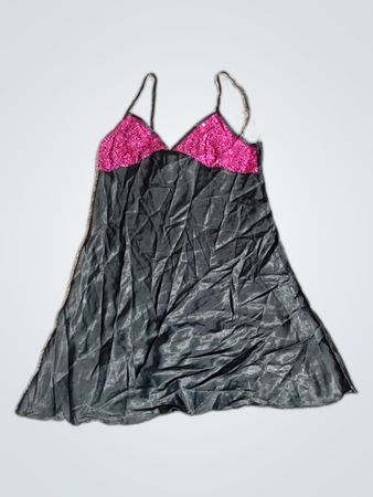 Ann Summers Black Chemise with Pink Lace