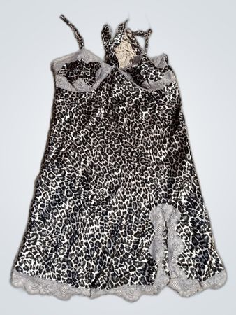 Pocket Leopard Print Satin Slip Dress
