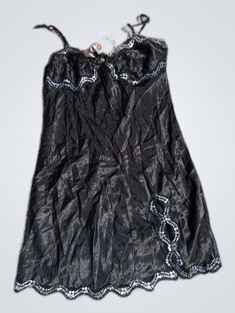 Olympos Black Lace Trim Slip Dress