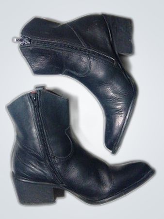 Unbranded Black Leather Cowboy Ankle Boots