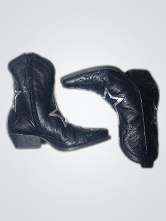 Black Leather Cowboy Boots